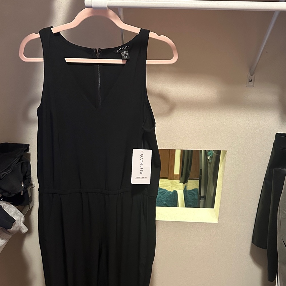 Athleta Classic Black V-Neck Jumpsuit